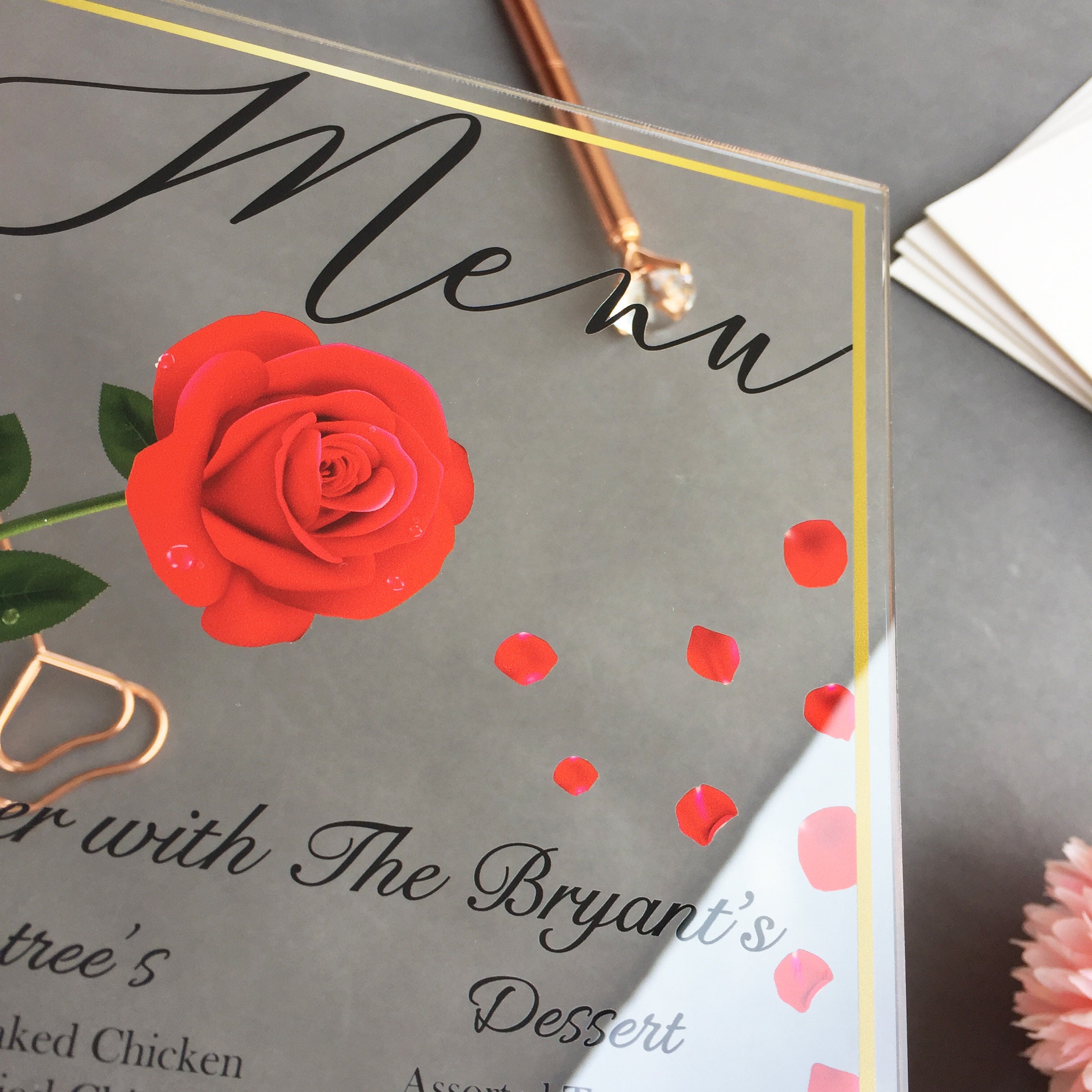 Acrylic Menu Card Wedding Menu Acrylic Wedding Detail Card Etsy
