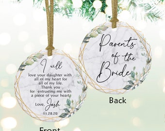 Personalized gift for Parents, Bridesmaid, Maid of honor,mom, Thank you Gifts for Mother of Groom  Mother of Bride Ornament Wedding Keepsake