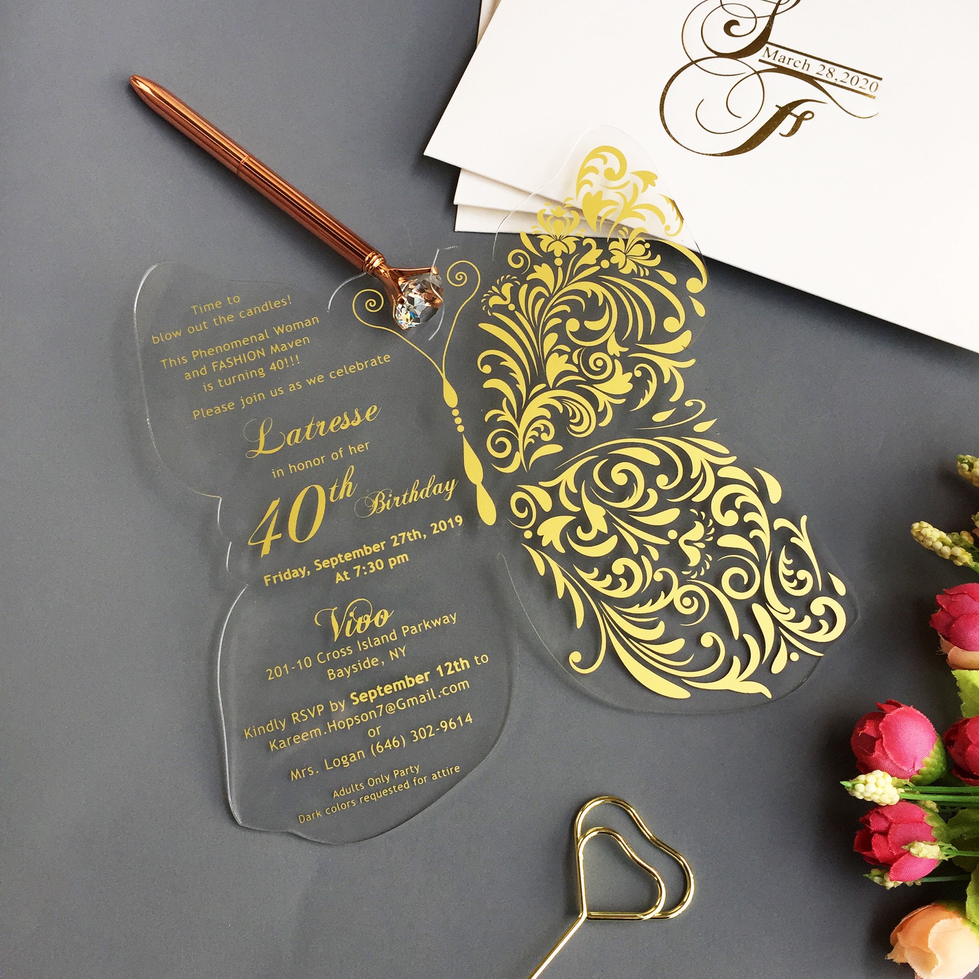 Acrylic Birthday Invitation Acrylic Invites Custom Acrylic Etsy