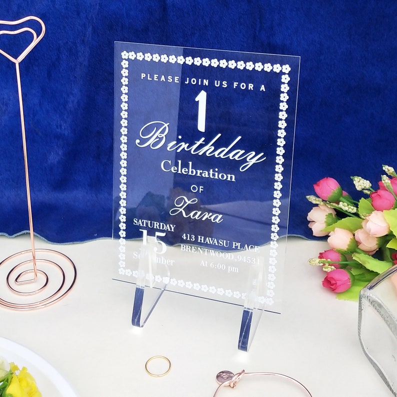 Birthday Invitation Custom Acrylic Invitation Acrylic Etsy