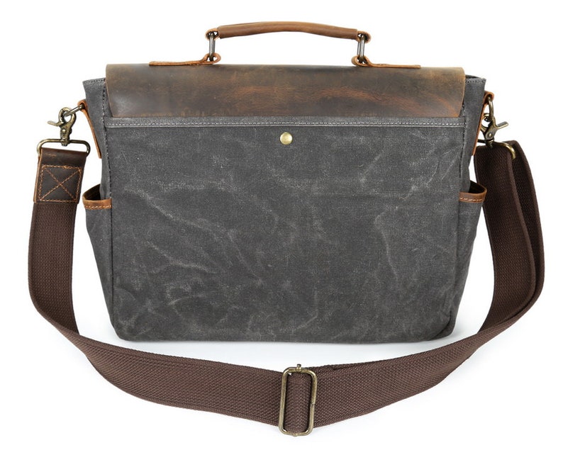 Waxed Canvas Leather Messenger Bag/cross Body Bag/mens Laptop Etsy