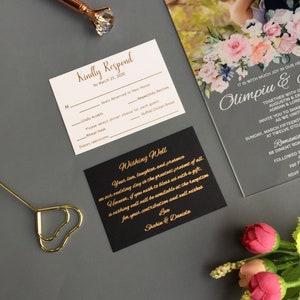 Cartões RSVP de casamento impressos - Cartões de casamento RSVP estampados em folha quente - Cartões de resposta de casamento, cartões de resposta, cartão de detalhes, cartão de acomodação