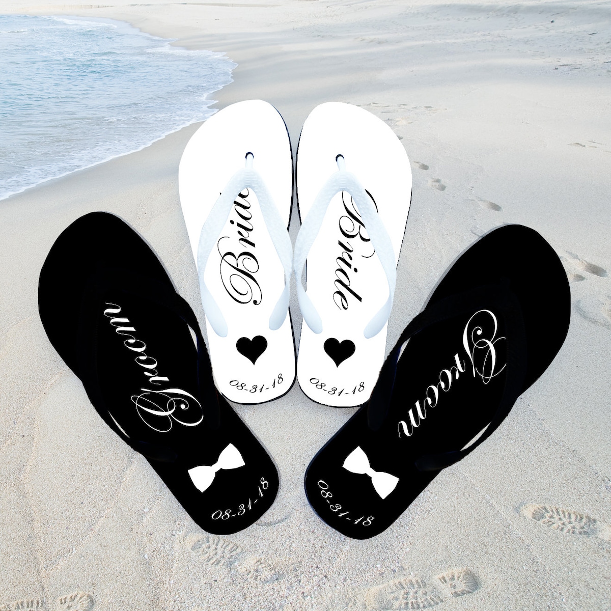 Beach Wedding Flip Flops, Just Married Flip Flops, Honeymoon Flip Flops, Bride Flip Flops, Groom Flip Flop - Etsy
