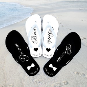 Beach Wedding Flip Flops, Just Married Flip Flops, Honeymoon Flip Flops, Bride Flip Flops, Groom Flip Flop