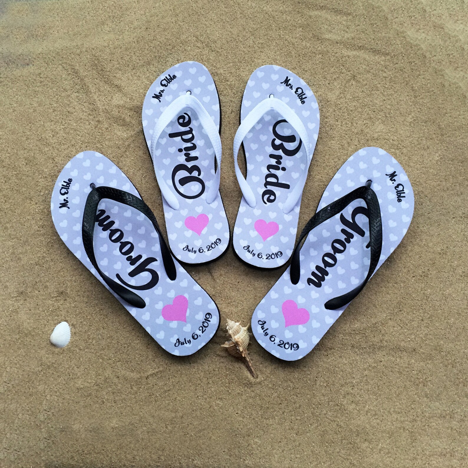 Beach Wedding Flip Flops, Just Married Flip Flops, Honeymoon Flip Flops ...