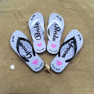 Beach Wedding Flip Flops, Just Married Flip Flops, Honeymoon Flip Flops, Bride Flip Flops, Groom Flip Flop, Bride Flip Flop FF-001