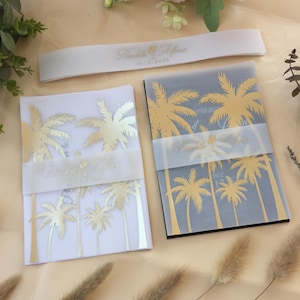 Vellum Overlay Wedding Invitation, Modern Transparent Vellum Jacket, Wedding Vellum Wrap, Custom Vellum Wrap, Silver, Gold, Rose gold foil
