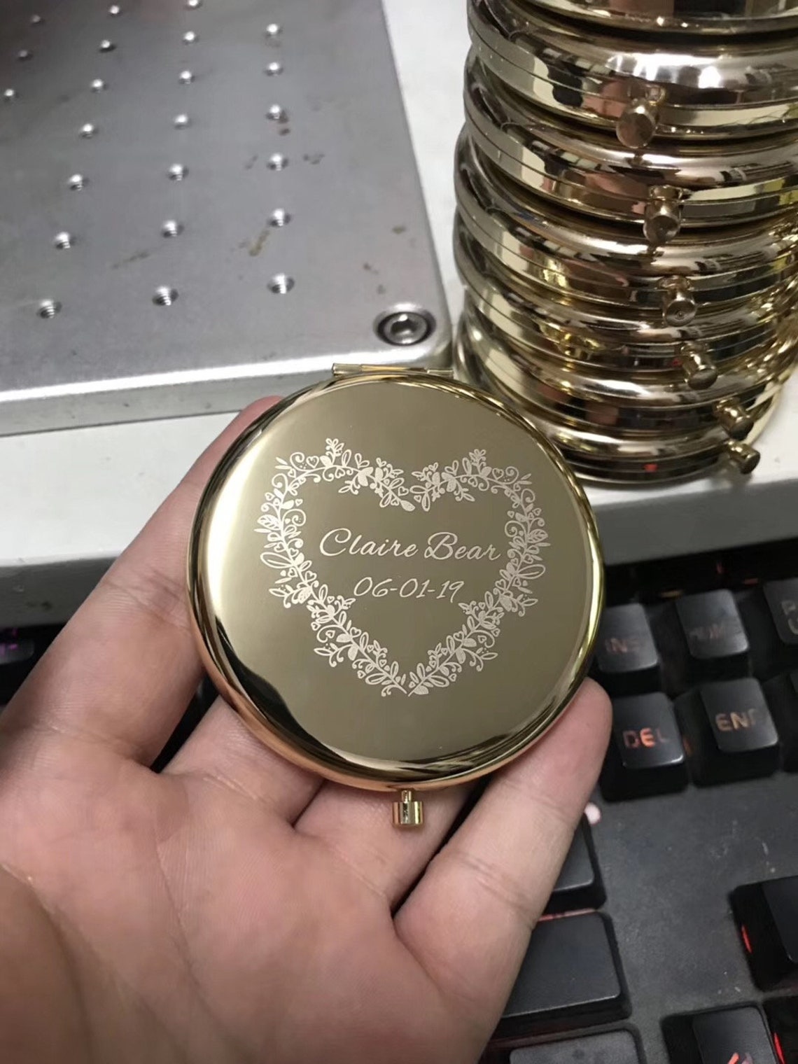 Engraved Compact Mirror Personalized Gift for Bridesmaid Etsy