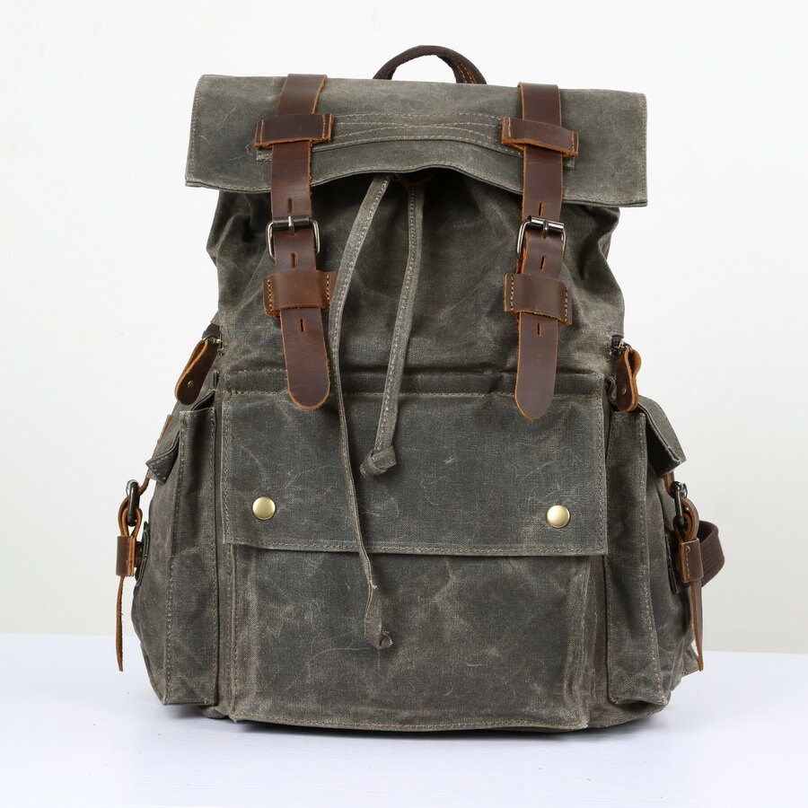FREE SHIPPING UNISEX Vintage handmade Waxed canvas backpack | Etsy