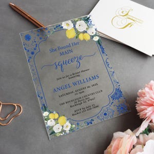 Custom Acrylic Invite, Mediterranean Positano Main Squeeze Bridal Shower Acrylic Invitation WI25-001
