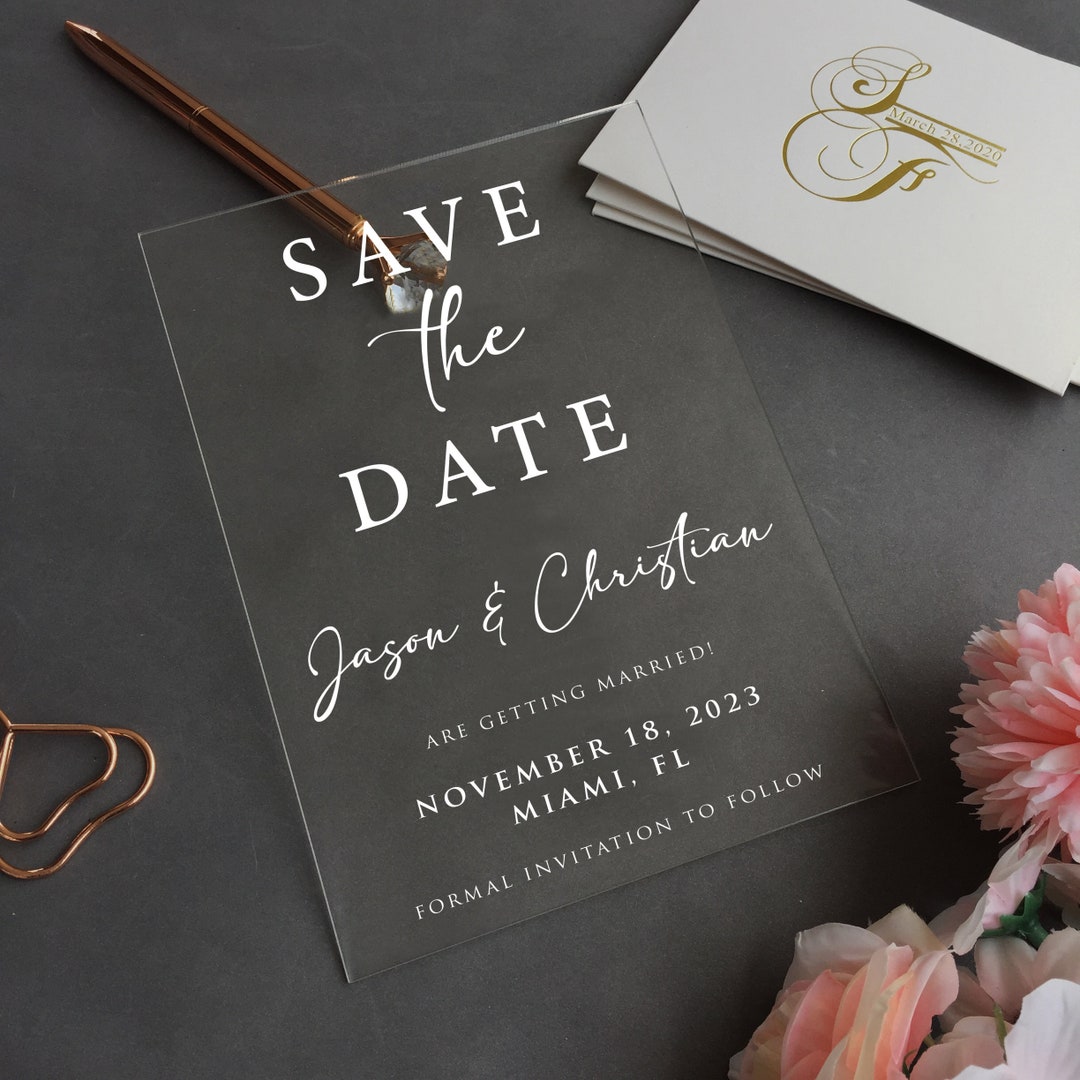 Acrylic Save the Date Card, Calendar Save the Date Elegant Save the Date Modern Minimalist Save