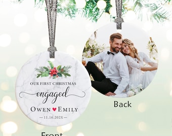 First Christmas Engaged Ornament, Photo Ornament, First Christmas Married Ornament,Our First Christmas Married as Mr and Mrs Ornament,OCH043