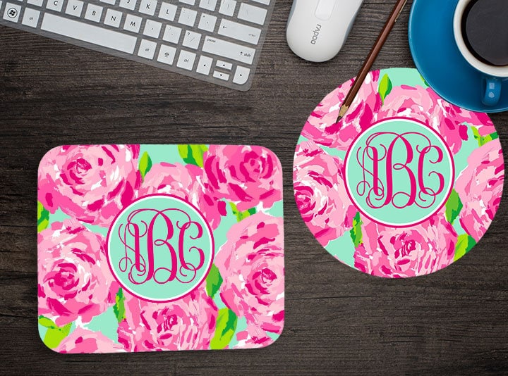 Personalized Mouse Pad ~Monogram Mouse Pad~ Mouse Pad Floral Mouse Pad~ Mouse Pad ~Office Desk Accessories~ Computer Mouse Pad