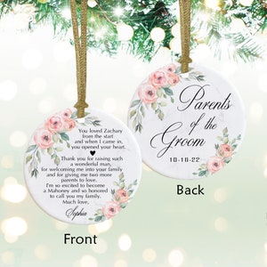 Personalized gift for Parents, Bridesmaid, Maid of honor,mom, Thank you Gifts for Mother of Groom  Mother of Bride Ornament Wedding Keepsake