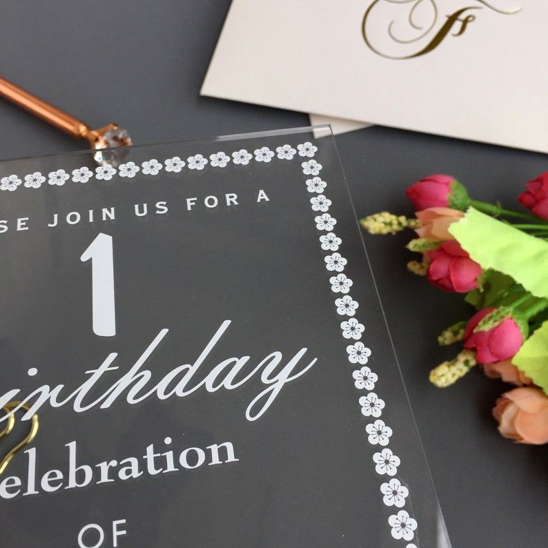 Birthday Invitation Custom Acrylic Invitation Acrylic Etsy