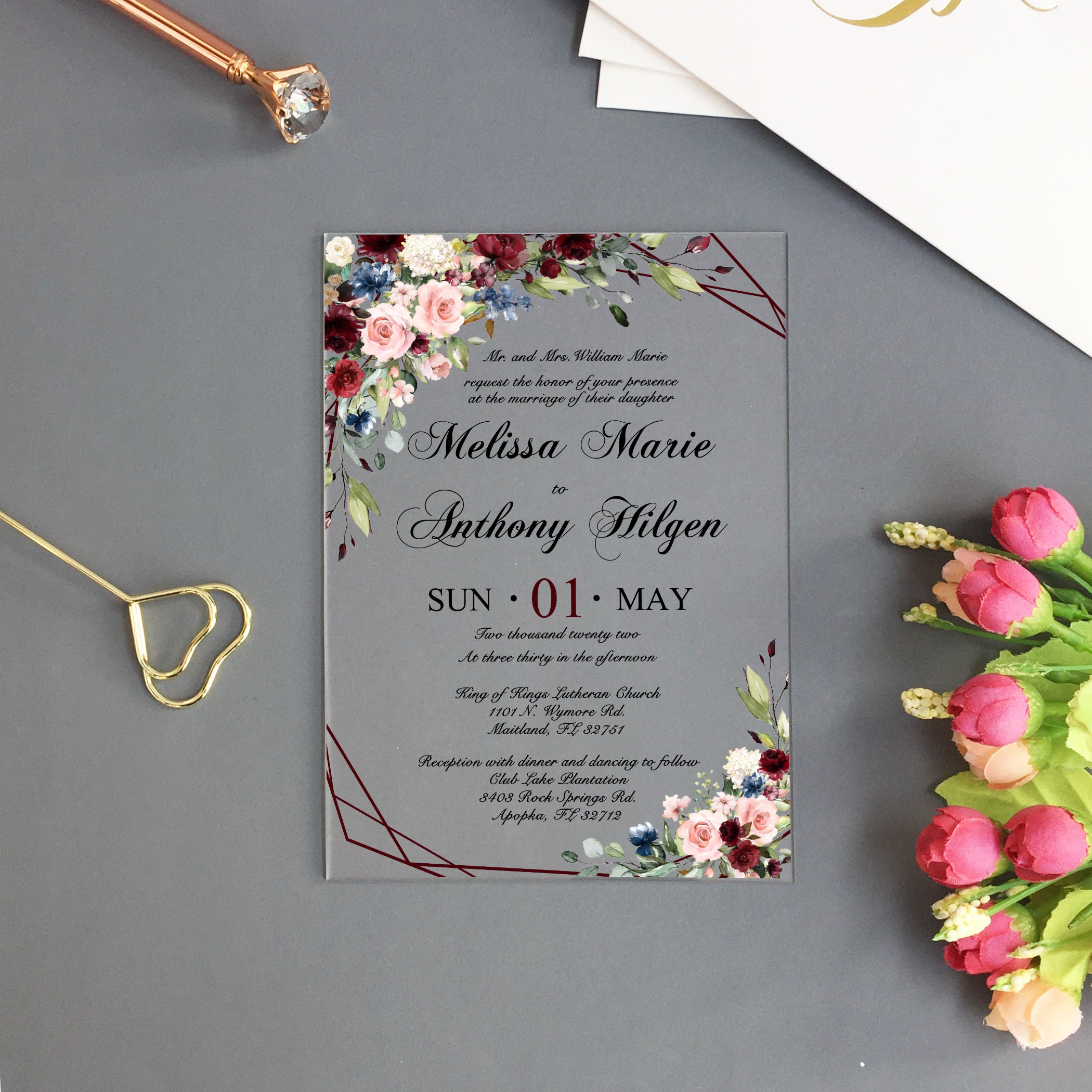 8x10 Custom Wedding Invitation Plate by Marye Kelley – Bud Floral