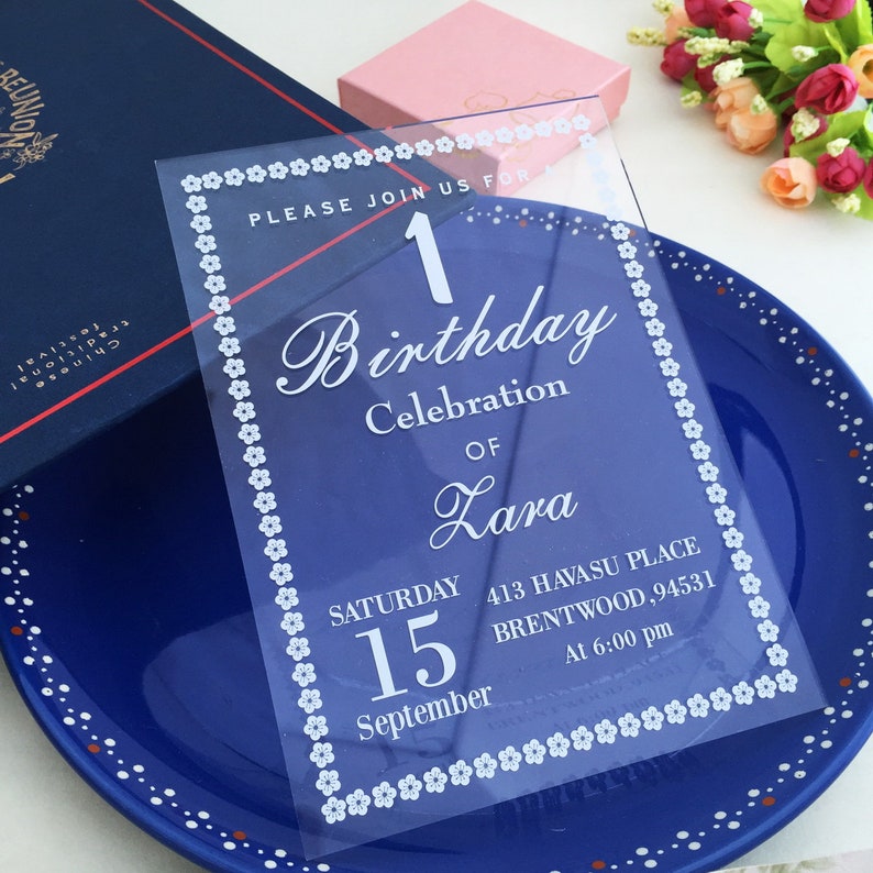 Birthday Invitation Custom Acrylic Invitation Acrylic Etsy