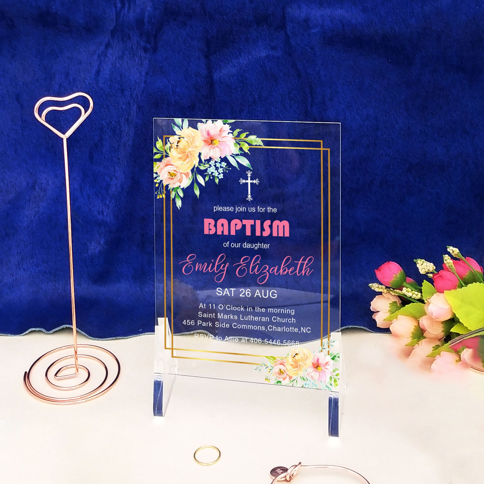 Acrylic Baptism Invite Baptism Invitation Girl First Holy Etsy