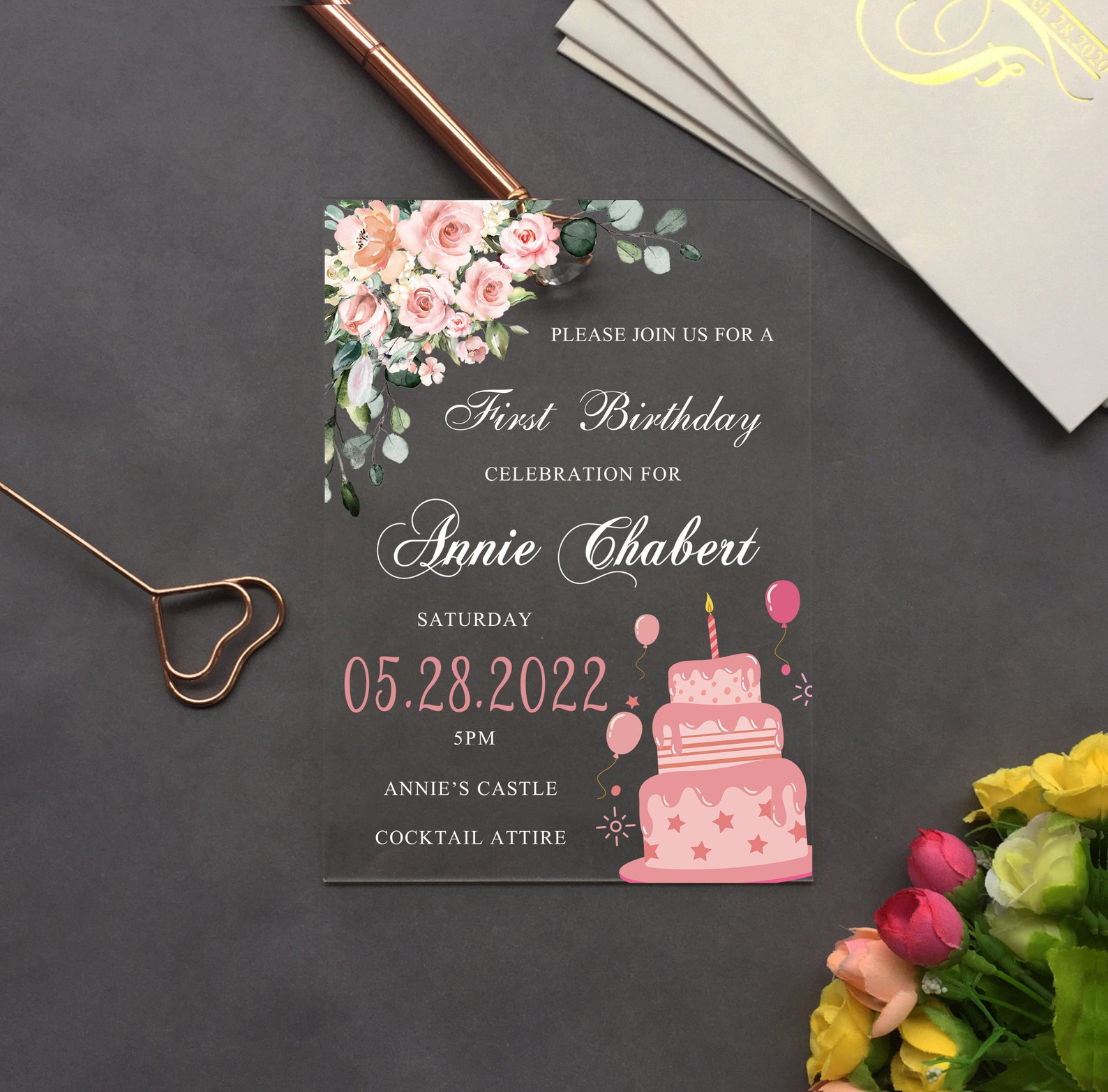 Acrylic Birthday Invites Acrylic Birthday Invitation Donut Etsy