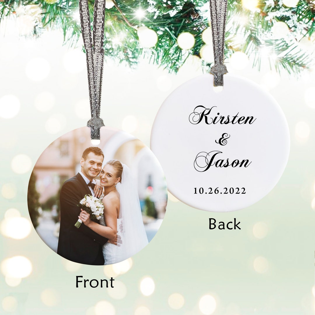 Custom Photo Ornament Wedding Gift Ornament With Photo, Name Wedding