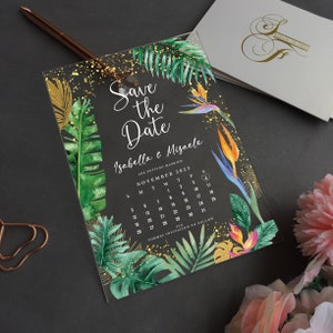 Acryl Save the Date Karte, Tropisches Thema Save the Date, Benutzerdefinierte Acryl Save the Date Karten WI-A101