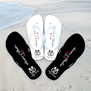 Beach Wedding Flip Flops, Just Married Flip Flops, Honeymoon Flip Flops, Bride Flip Flops, Groom Flip Flop