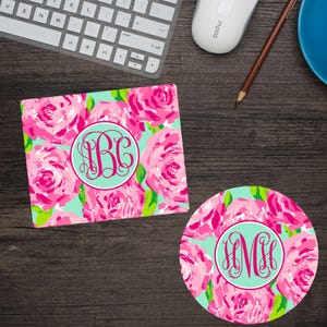 Personalized Mouse Pad, Desk Accessories, Personalized Gifts, Monogram Mouse Pad, Lilly Mouse Pad, Office Gift, Floral Mouse Pad