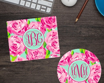 Personalized Mouse Pad, Desk Accessories, Personalized Gifts, Monogram Mouse Pad, Lilly Mouse Pad, Office Gift, Floral Mouse Pad