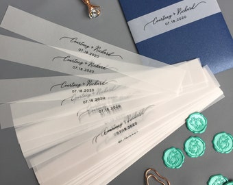 Personalized Belly Bands, Vellum Belly Band for 5 x 7 Invitations, Wedding Invitation Vellum, Personalized VELLUM BELLY BAND
