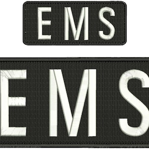 May include: Two black rectangular patches with white embroidered text that reads "EMS".