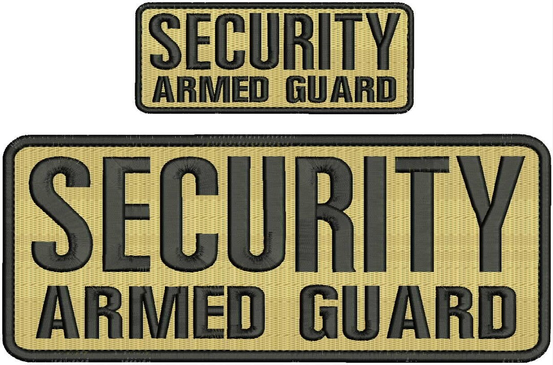SECURITY Armed Guard Embroidery Patch 4x10 and 2x5 Inches Hook Backing ...