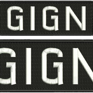 May include: Two black rectangular patches with white embroidered text that reads "GIGN".