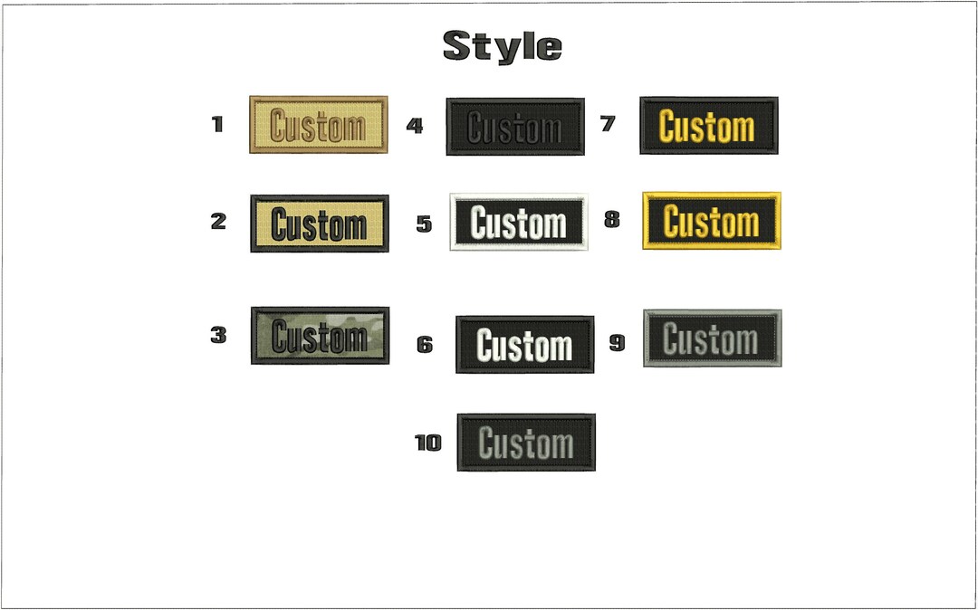 Custom Name Tapes Embroidery Patch 2x5 Inches Hook Backing Square
