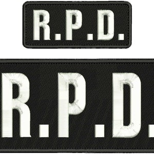 R.P.D. Embroidery Patch 10x4 and 5x2 inches Hook backing White letters
