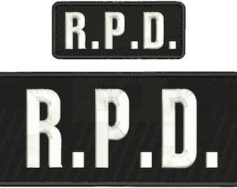 R.P.D. Embroidery Patch 10x4 and 5x2 inches Hook backing White letters