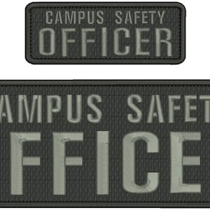 May include: Two black and gray embroidered patches with the text "Campus Safety Officer" in white.