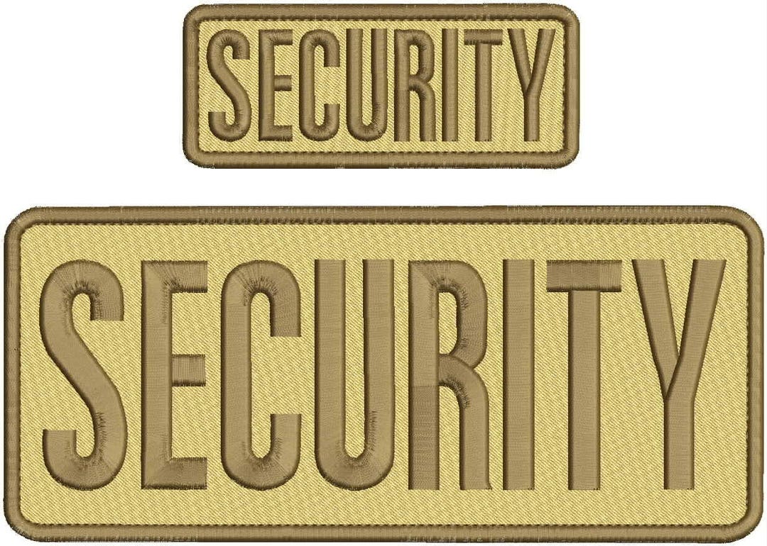 Security Embroidery Patch 10x4 and 5x2 Inches Hook Backing Brown ...