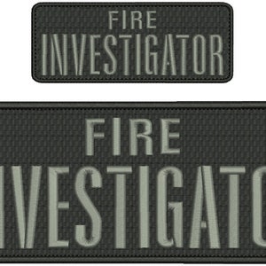 May include: Two black and gray embroidered patches with the text "FIRE INVESTIGATOR" in white.