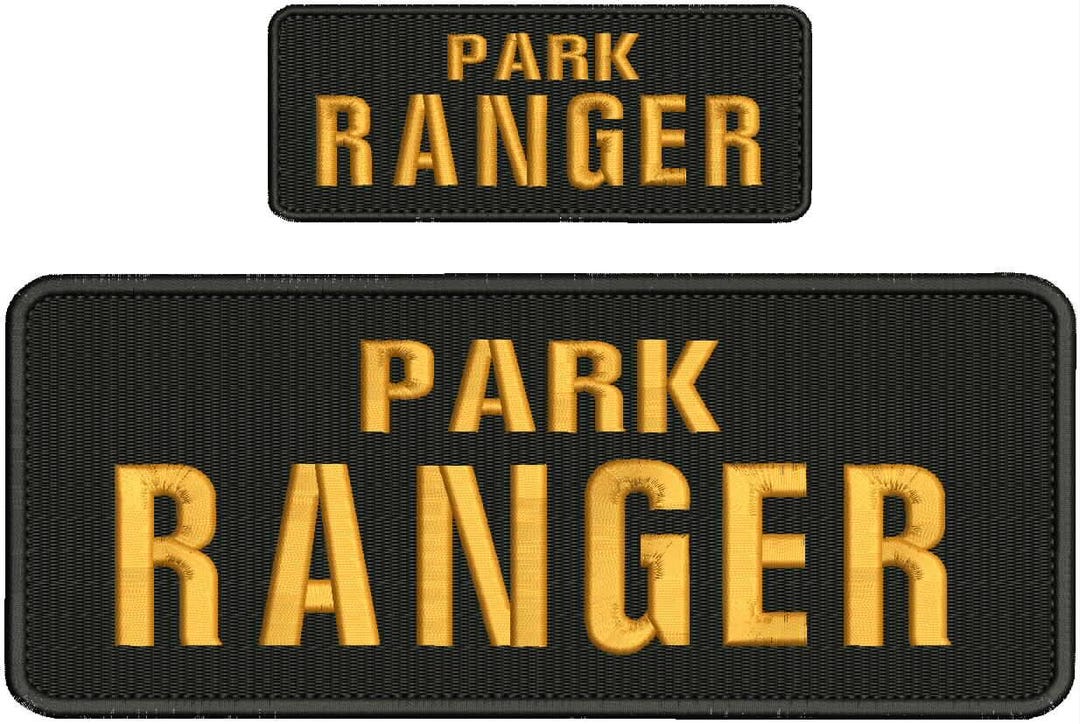 Park Ranger Embroidery Patch 10x4 and 5x2 Inches Hook Backing Gold ...