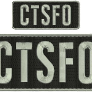May include: Two black embroidered patches with white lettering that reads "CTSF0". The larger patch is rectangular and the smaller patch is a narrow rectangle.