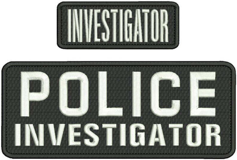 Detective embroidery patch 4x10 and 2x5 inches grey letters square Detective embroidery patch 4x10 and 2x5 inches grey letters square
