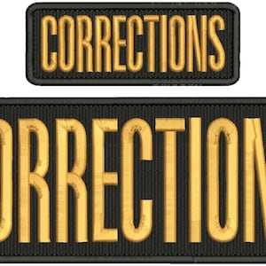 May include: Two black patches with the word "Corrections" embroidered in gold.