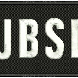 Puede incluir: Parche negro con texto blanco que dice "PUBSEC".