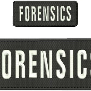 FORENSICS Embroidery Patch 4x10 and 2x5 inches Hook backing white letters