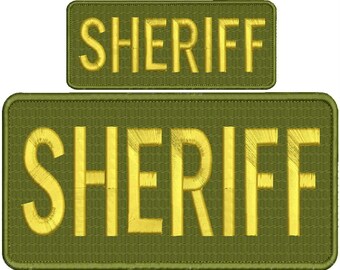 "SHERIFF NARCOTICS" embroidery patch  4x10 and 2x5 inches hook all gold thread 