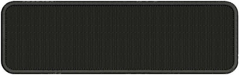 May include: A black rectangular patch with a textured surface and a stitched border.