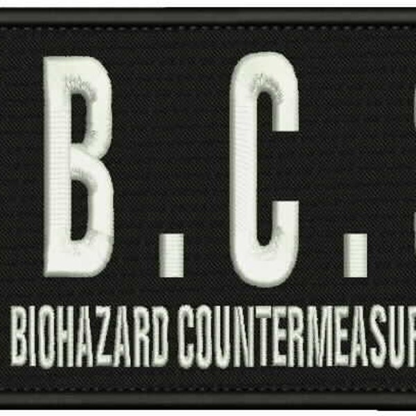Umbrella Biohazard Countermeasure Service Embroidery Patches 4x8 inches Hook backing round Corners white letters