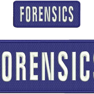 FORENSICS Embroidery Patch 4x10 and 2x5 inches Hook backing navy with white letters