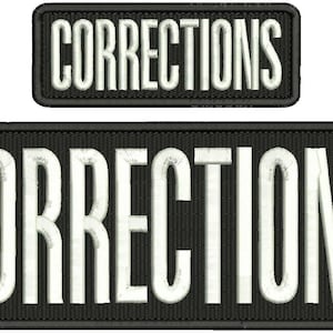 KORRIGERINGAR Broderilapp 10x25 cm och 5x13 cm Svart krokhak med vita bokstäver