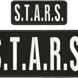 S.T.A.R.S. Embroidery Patch 10x4 and 5x2 inches Hook backing White letters